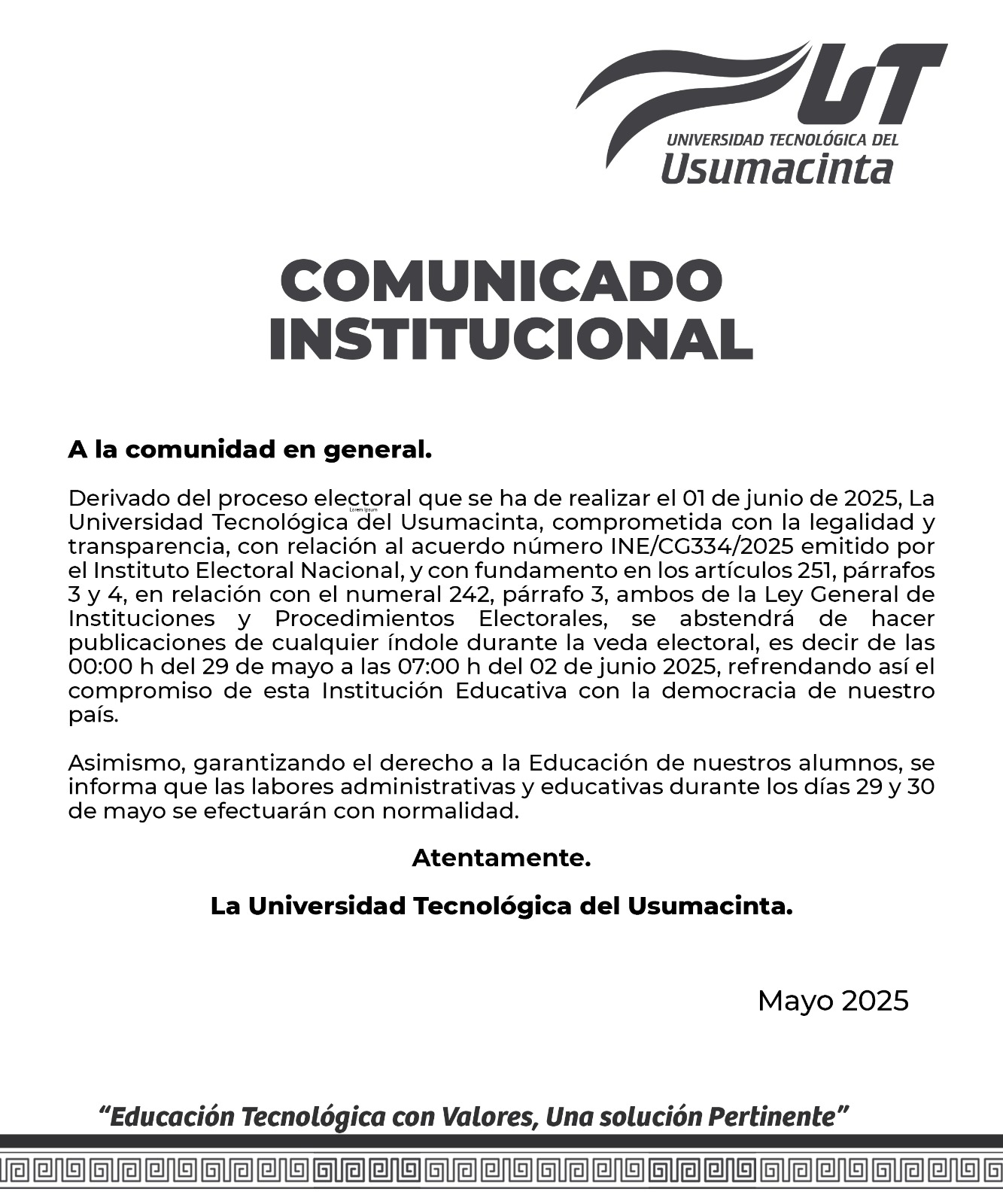 Comunicado Institucional